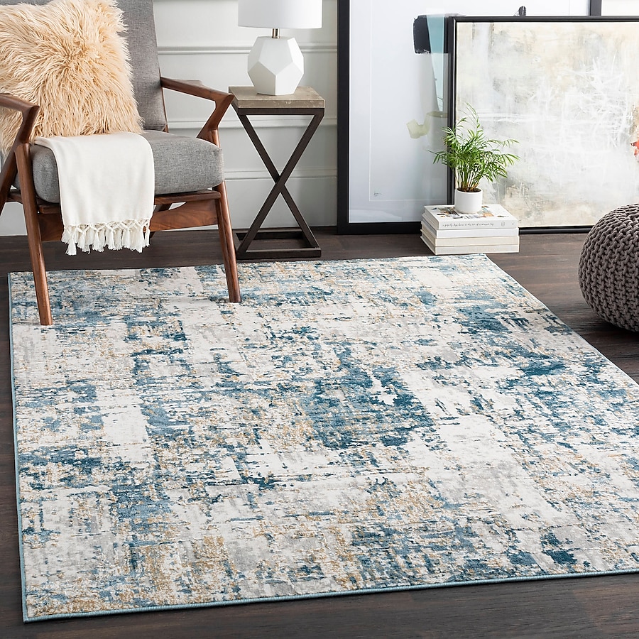 Origin 21 with STAINMASTER Quatro 5 x 8 (ft) Blue Indoor Abstract Area Rug | 219198